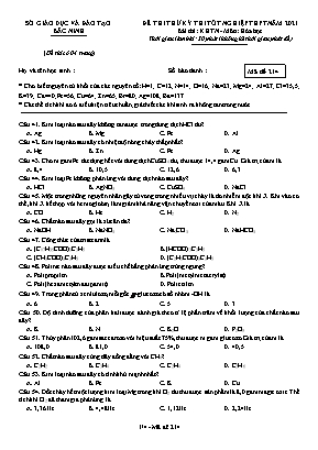 Đề thi thử Tốt nghiệp THPT môn Hóa học - Mã đề 214 - Năm học 2020-2021 - Sở giáo dục và đào tạo Bắc Ninh (Có đáp án)